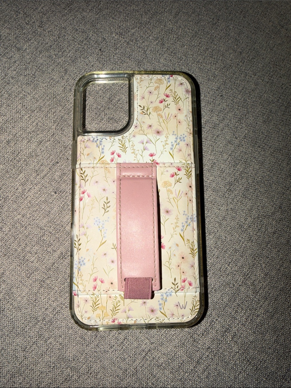 Floral Pink Grip iPhone 16 Plus Case with Card Slot